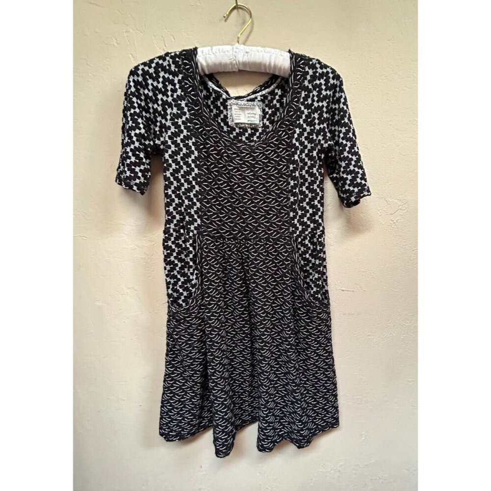 Anthropologie Saturday Sunday Womens XS Chevron Panel Mini Dress Black/White